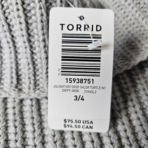 NWT Torrid Light Gray Drop Shoulder Turtleneck Sweater - Picture 6 of 9
